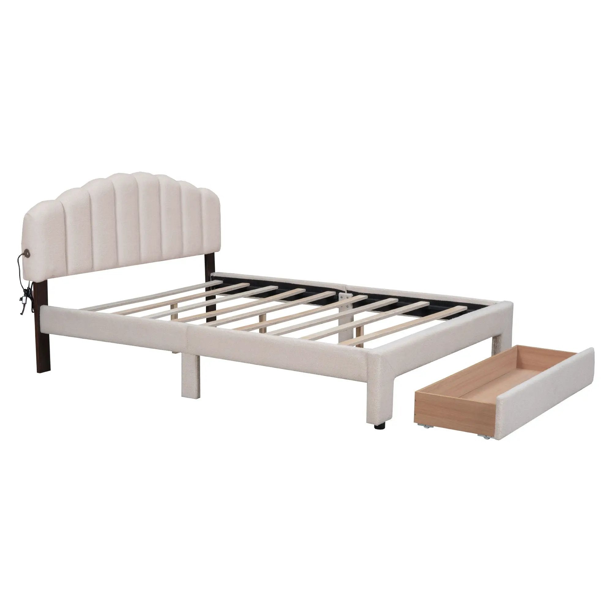 Upholstered Platform Bed With Drawer by HouseOfZazla
