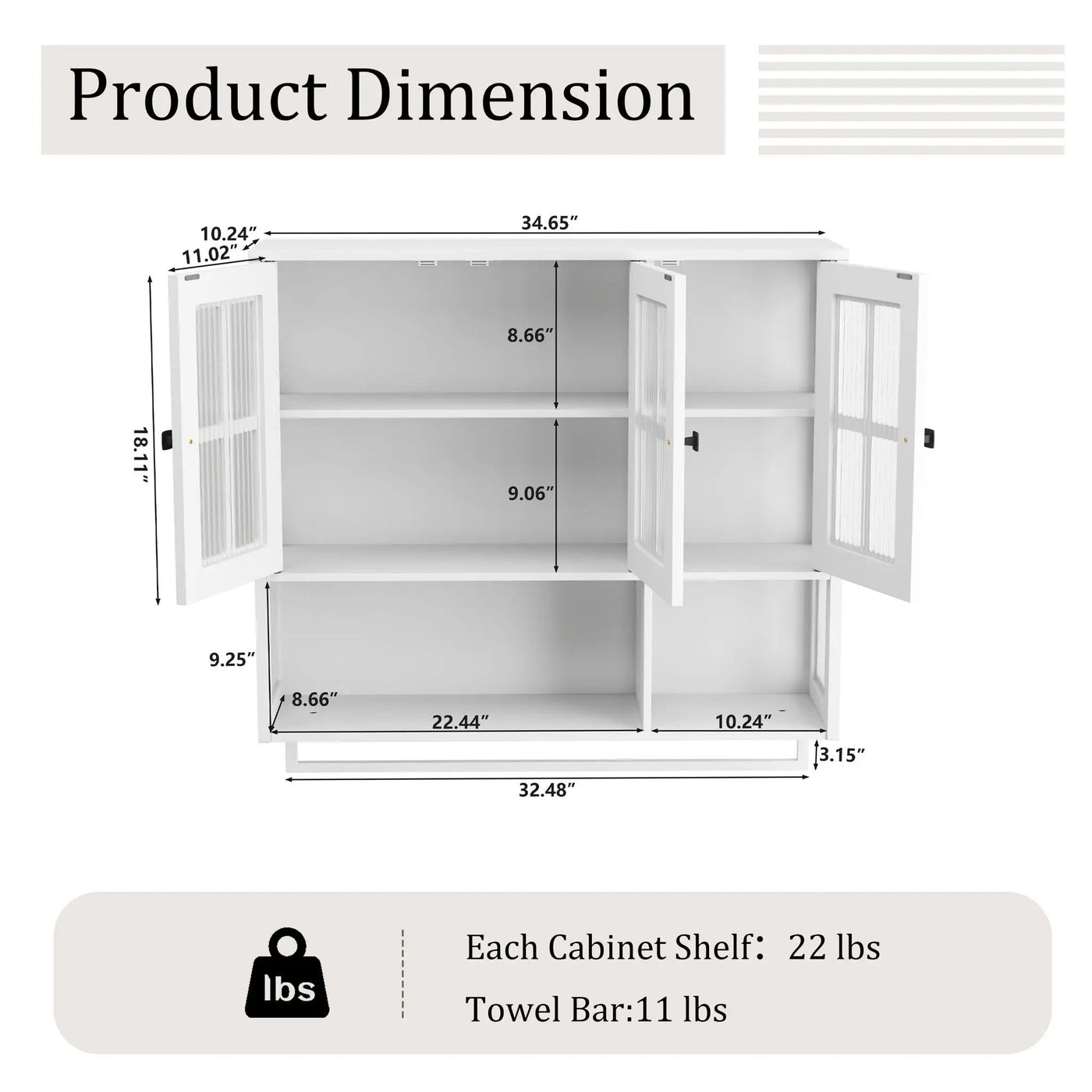 3 Door Wall Cabinet With Glass Door And Towel Bar by Unique Piece Furniture