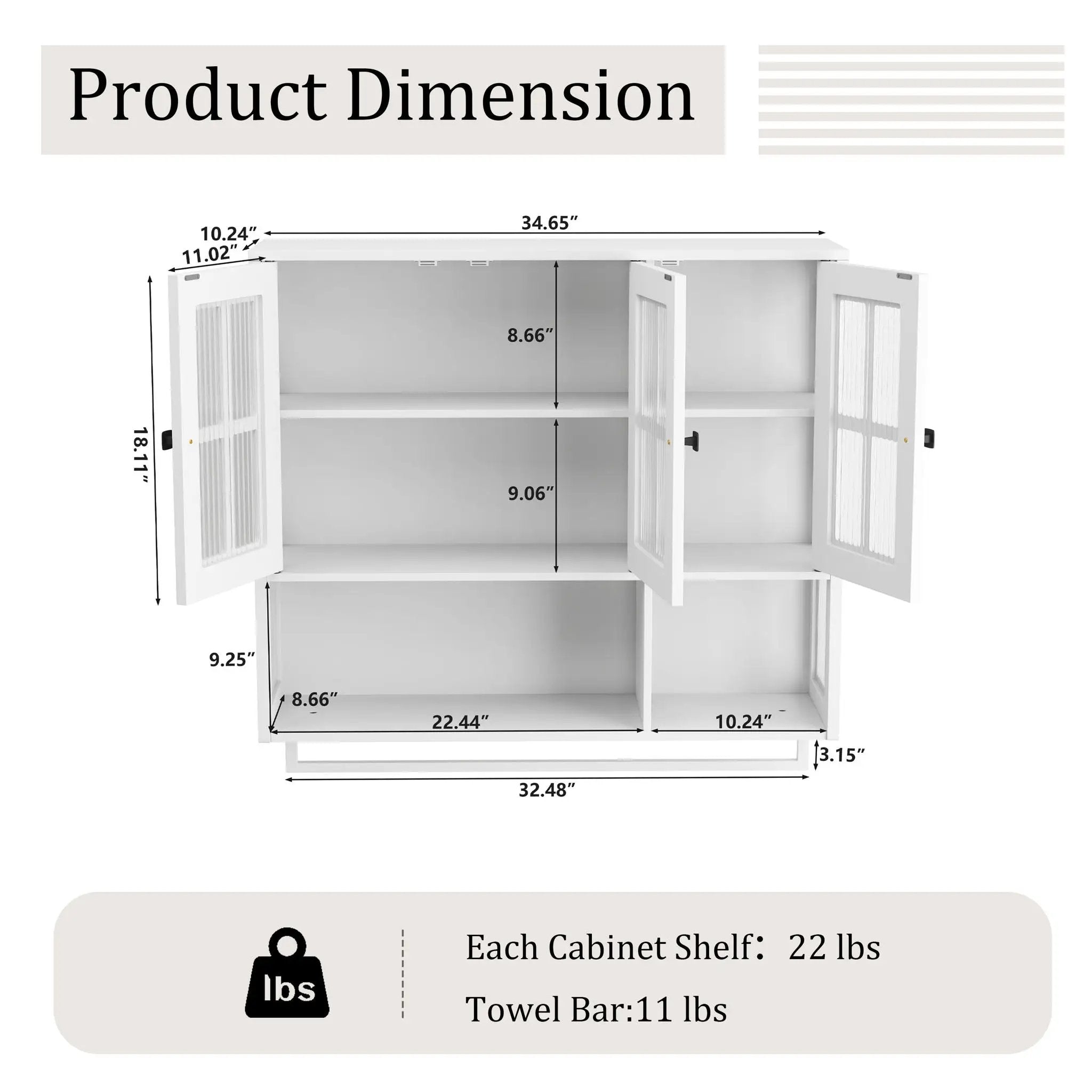 3 Door Wall Cabinet With Glass Door And Towel Bar by Unique Piece Furniture