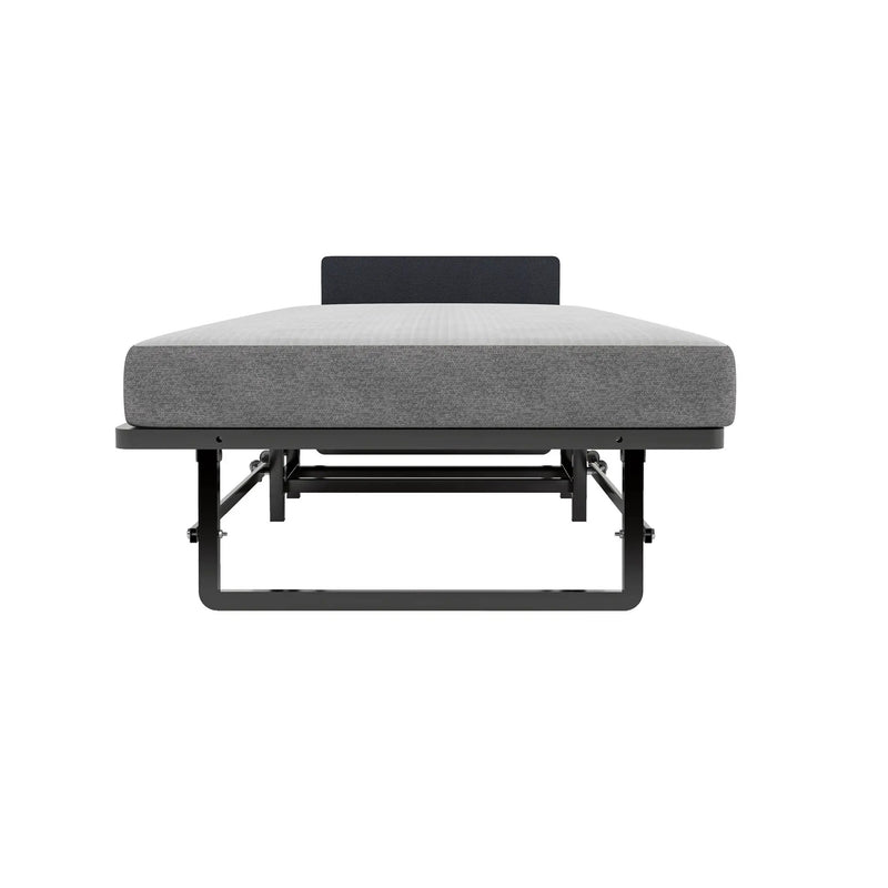 Modern Metal Folding Bed Frame With Foam Mattress, Easy Storage & Mobility - Black by HouseOfZazla