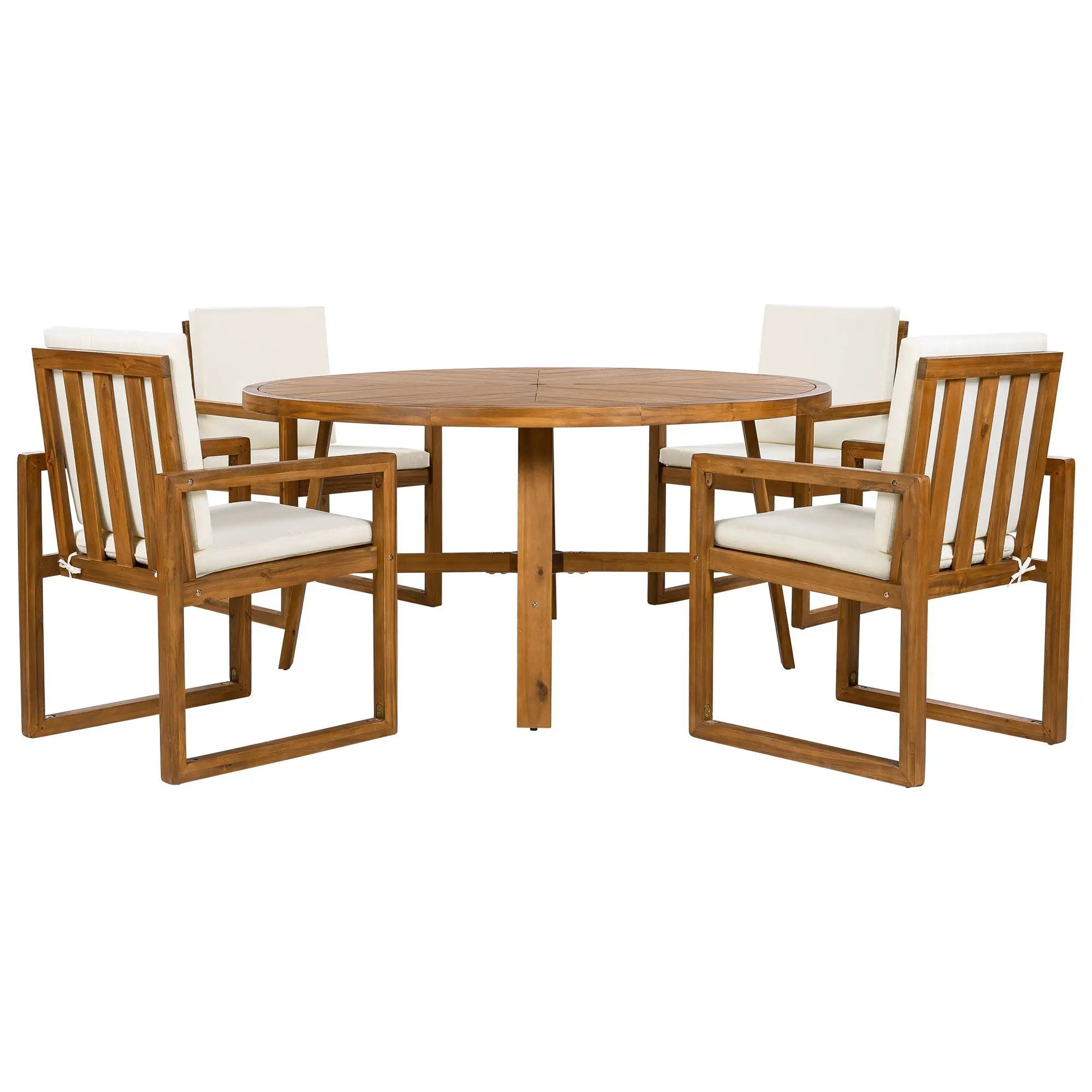 5 Piece Outdoor Patio Dining Set With 4 Armchairs And Table - Beige by HouseOfZazla