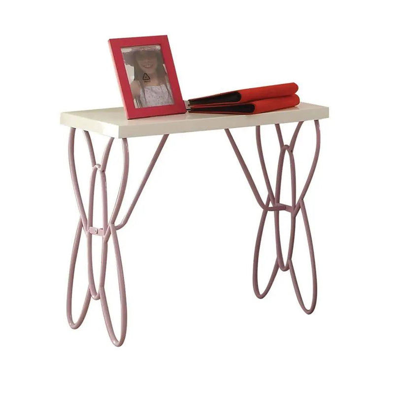 Priya II - Nightstand - White & Light Synthetic Leather Rple by Unique Piece Furniture