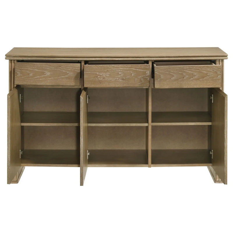 Adina 3-door 59-inch Sideboard Server Distressed Light Brown by Unique Piece Furniture