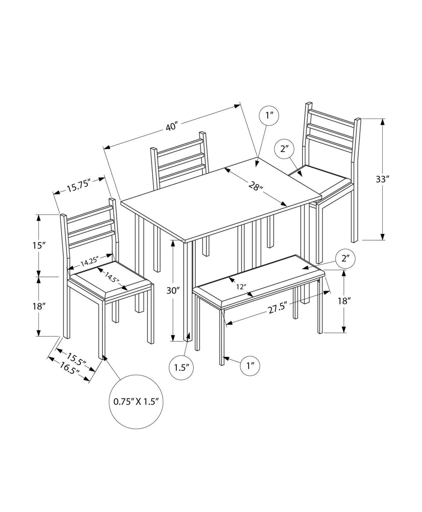 Dining Set, 5 Pieces, Rectangular, Small, Contemporary & Modern by HouseOfZazla