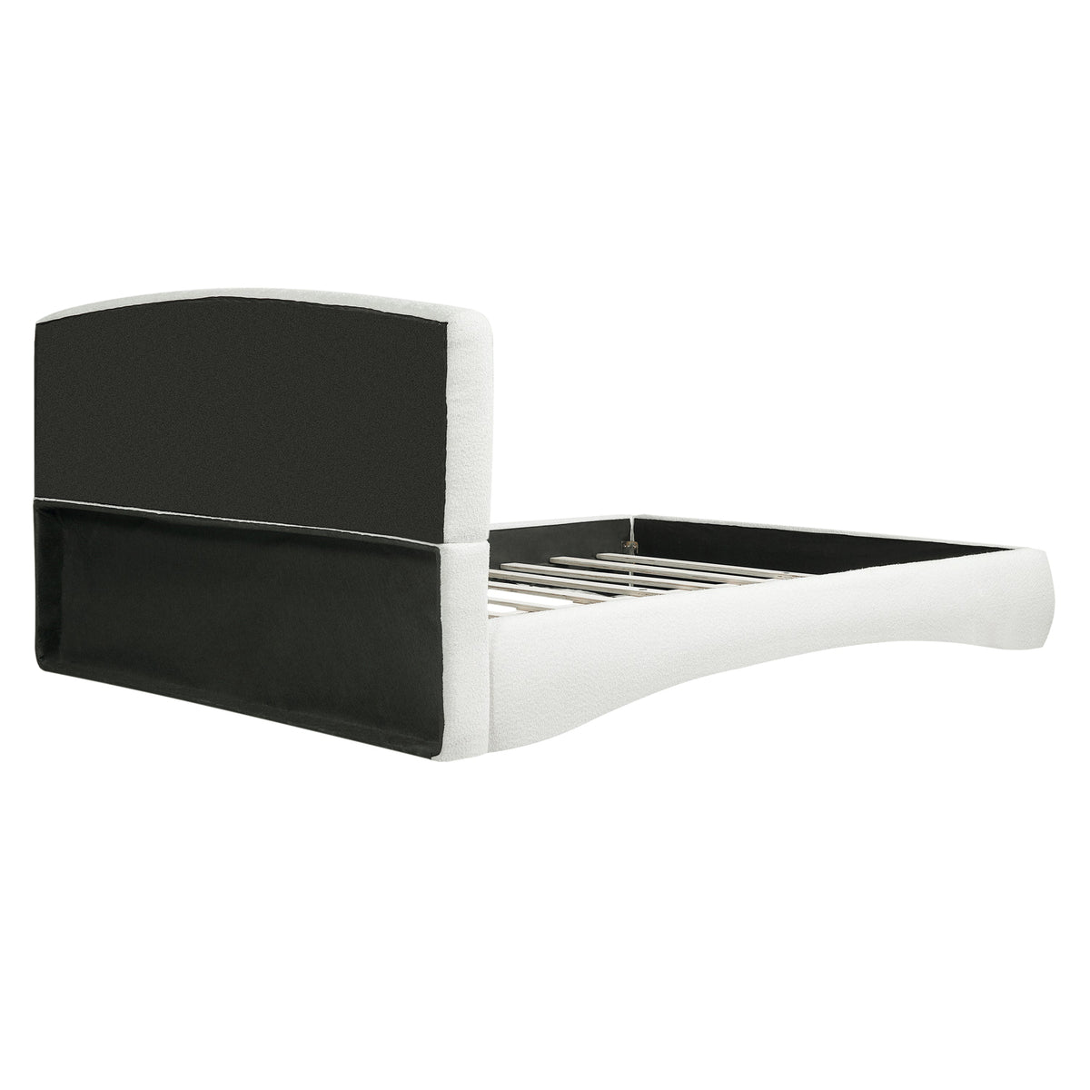 Curved Upholstered Bed with Smart Ambient Lighting - Cream, photo 7 of 10