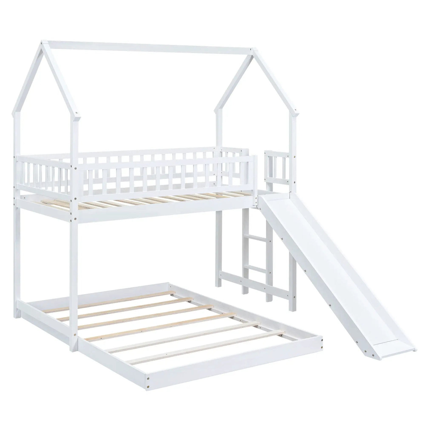 House Bunk Bed With Slide And Built In Ladder by HouseOfZazla