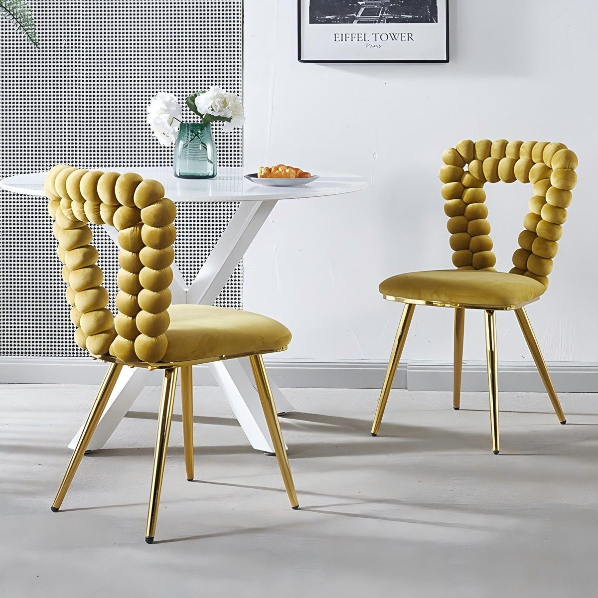 Modern Chair Set with Iron Tube Legs and Soft Cushions - Multiple Colors, photo 24 of 24