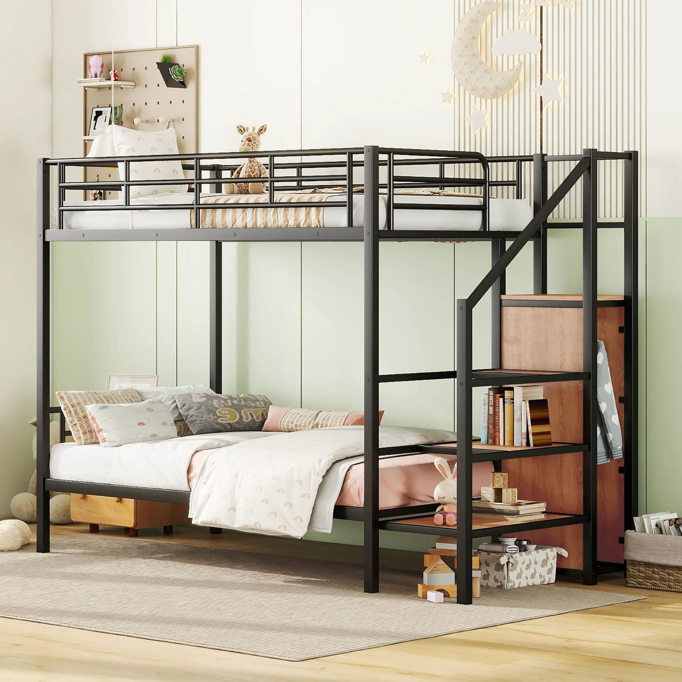 Bunk Bed With Lateral Storage Ladder And Wardrobe by HouseOfZazla