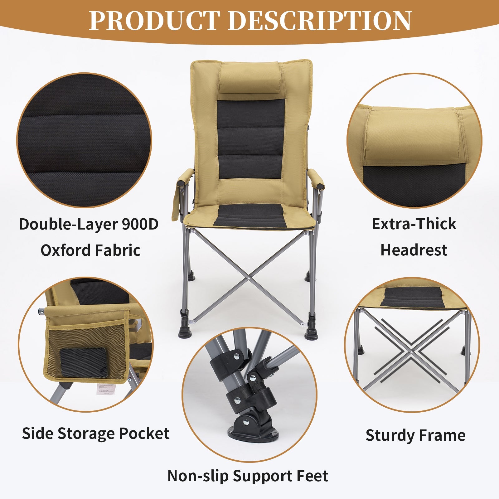5-Position Adjustable Reclining Camping Chair by HouseOfZazla