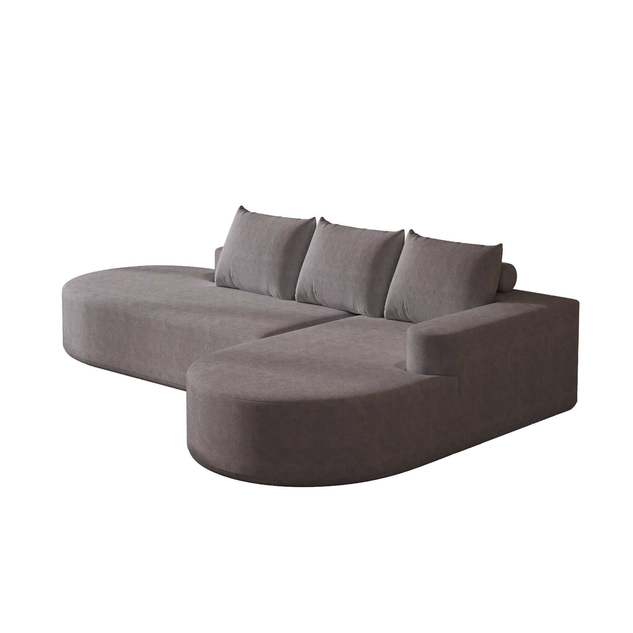 Modern Curved Sofa, L-Shaped Modular Sectional Set With 3 Pillows by HouseOfZazla