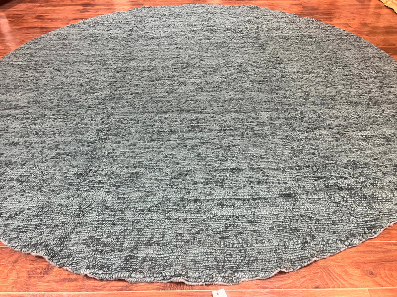 Large Round Indian Rug 11x11, Teal, Vintage Handmade Wool Carpet by Jewel Rugs