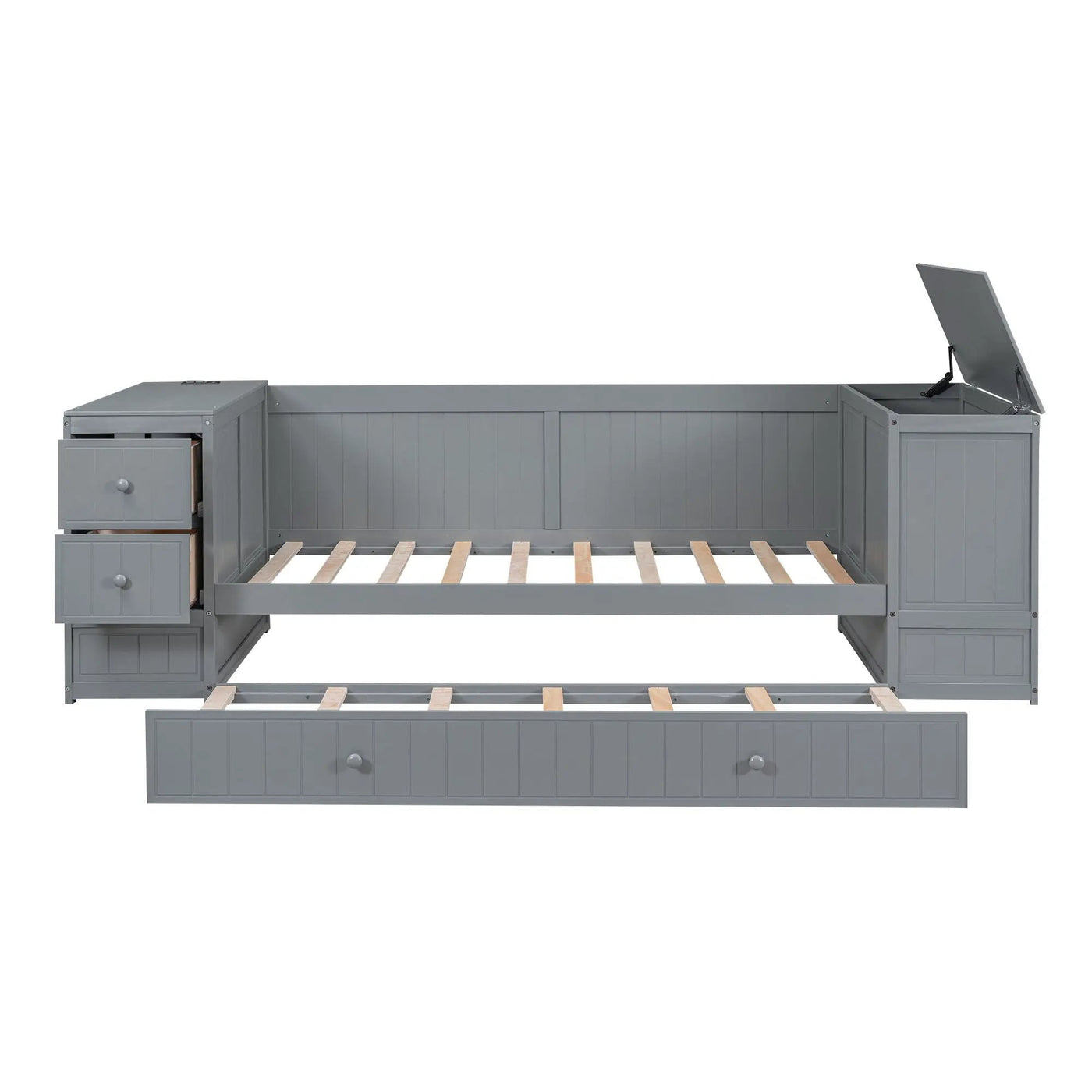 Daybed With Storage Arms, Trundle And Charging Station by HouseOfZazla