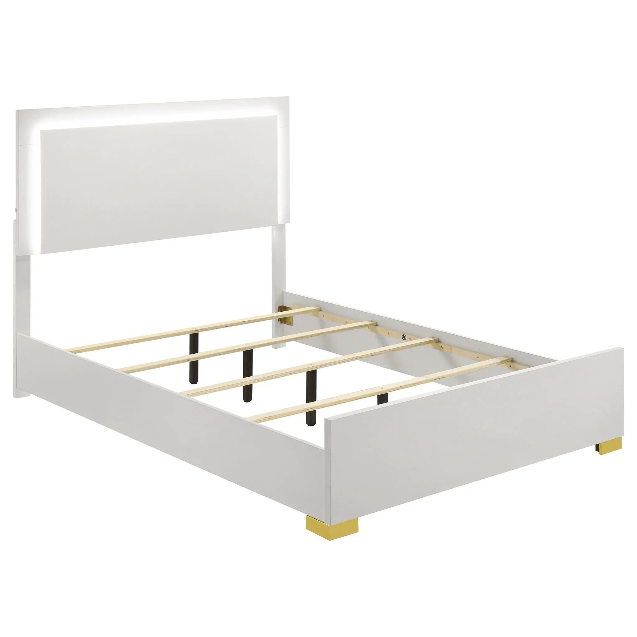 Marceline Wood Full LED Panel Bed White by Unique Piece Furniture