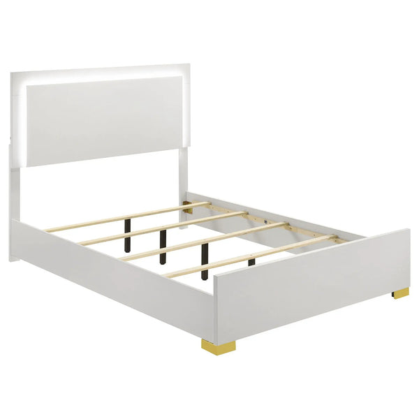 Marceline Wood Full LED Panel Bed White