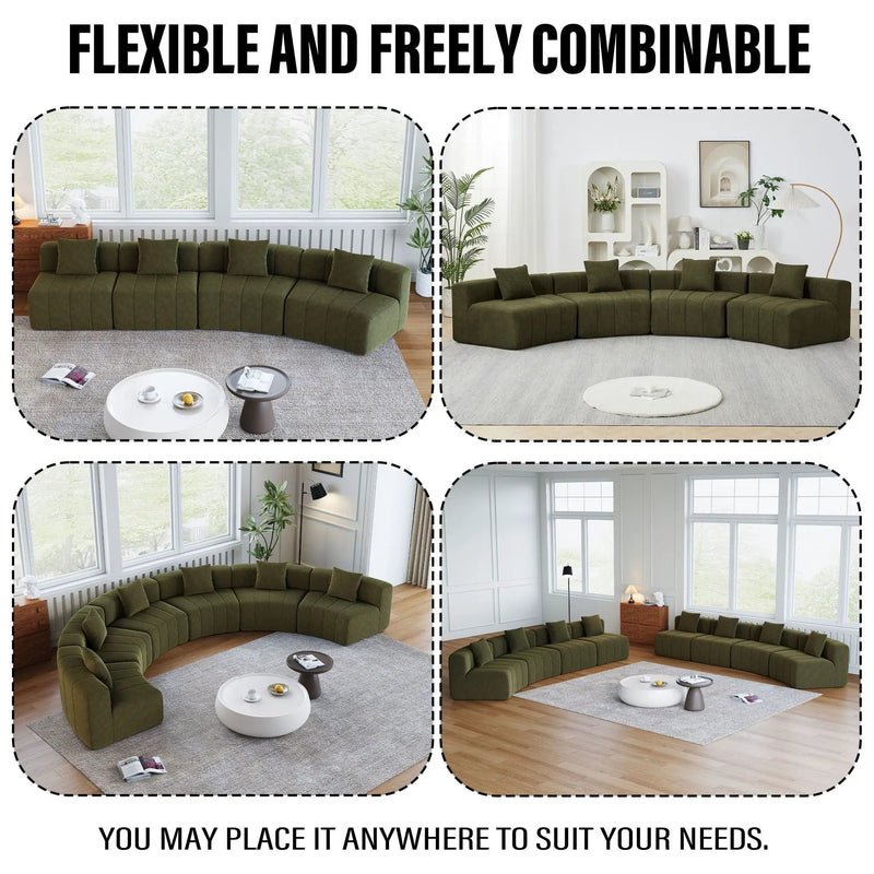 Modular Sectional Sofa With 2 Pillows, Symmetrical Design by HouseOfZazla
