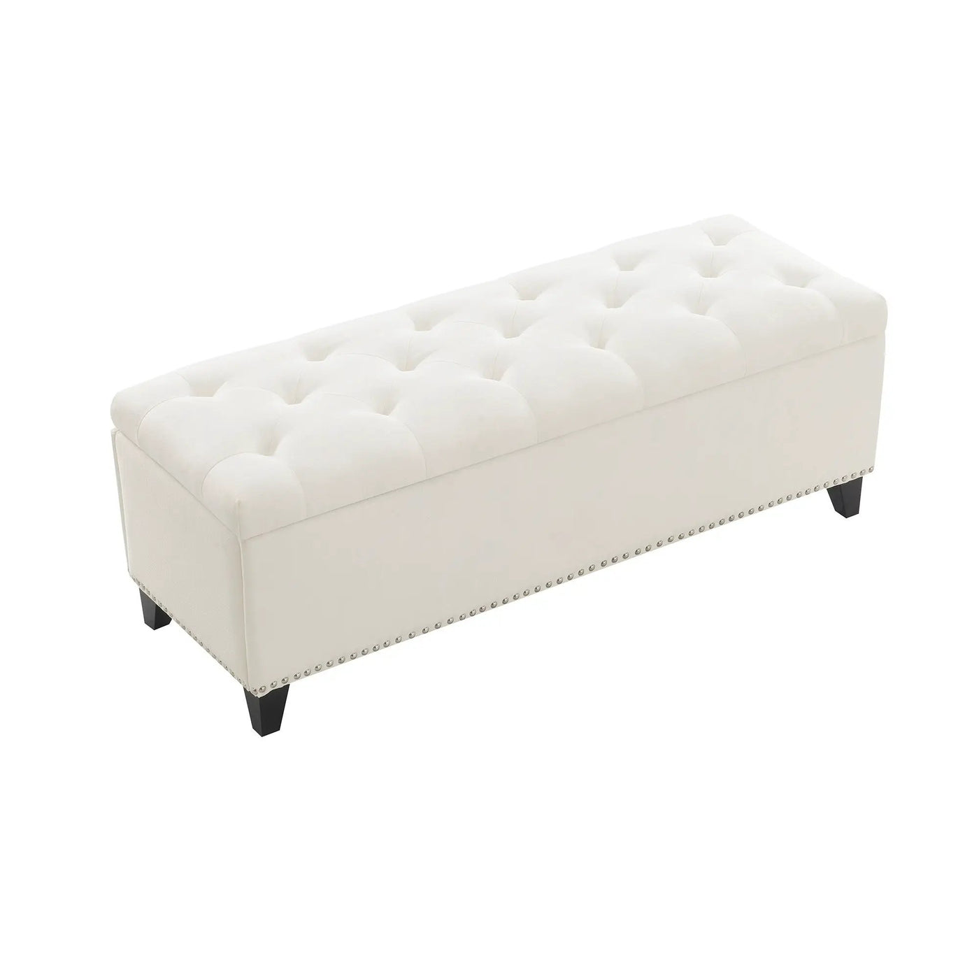 Button-Tufted Storage Ottoman With Safety Close Hinge by HouseOfZazla