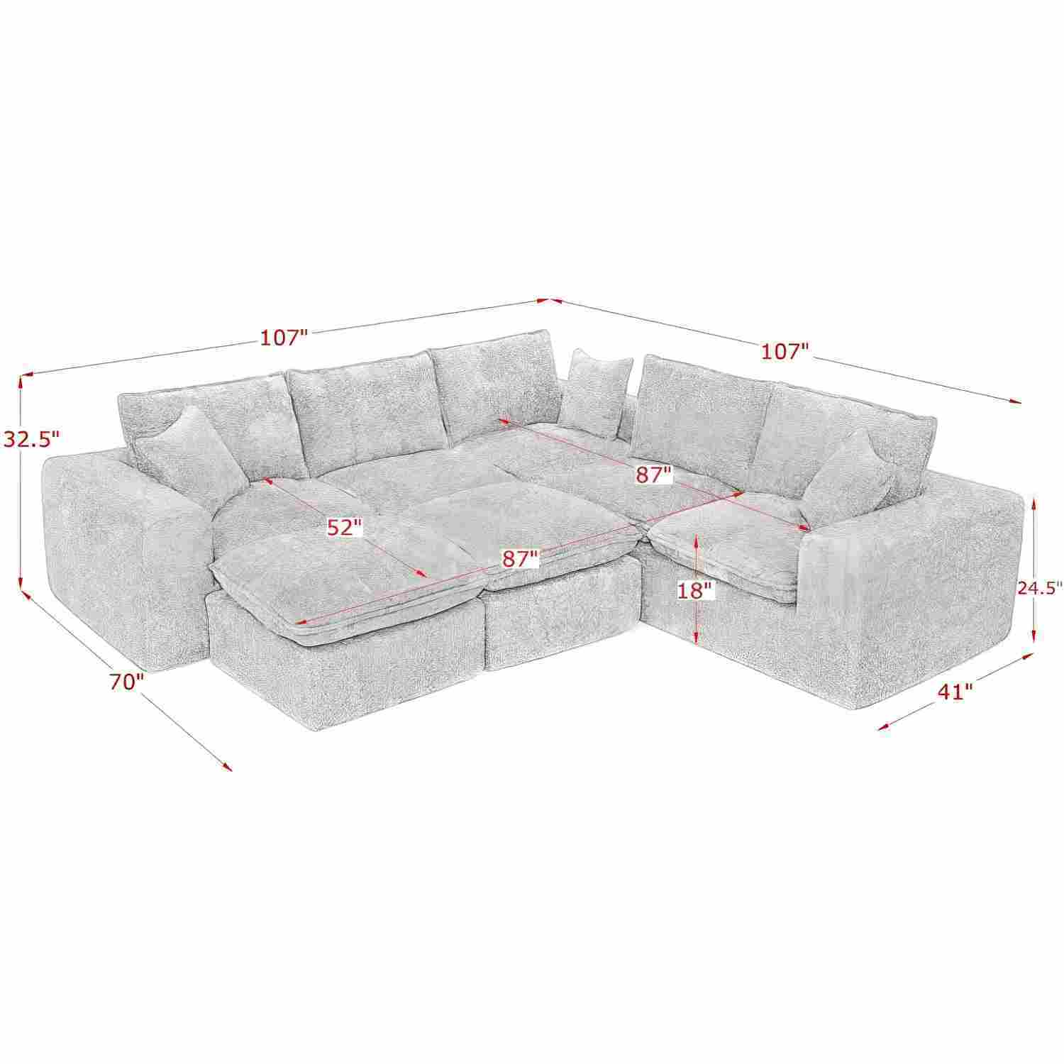 Sectional Sofa With Moveable Ottoman by Unique Piece Furniture