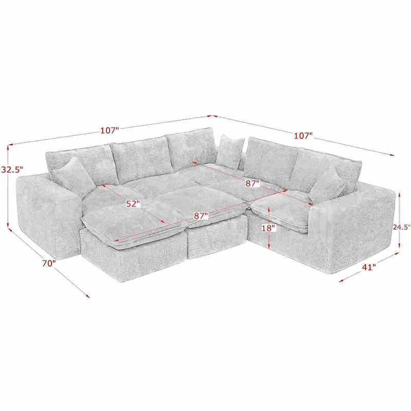 Sectional Sofa With Moveable Ottoman by Unique Piece Furniture
