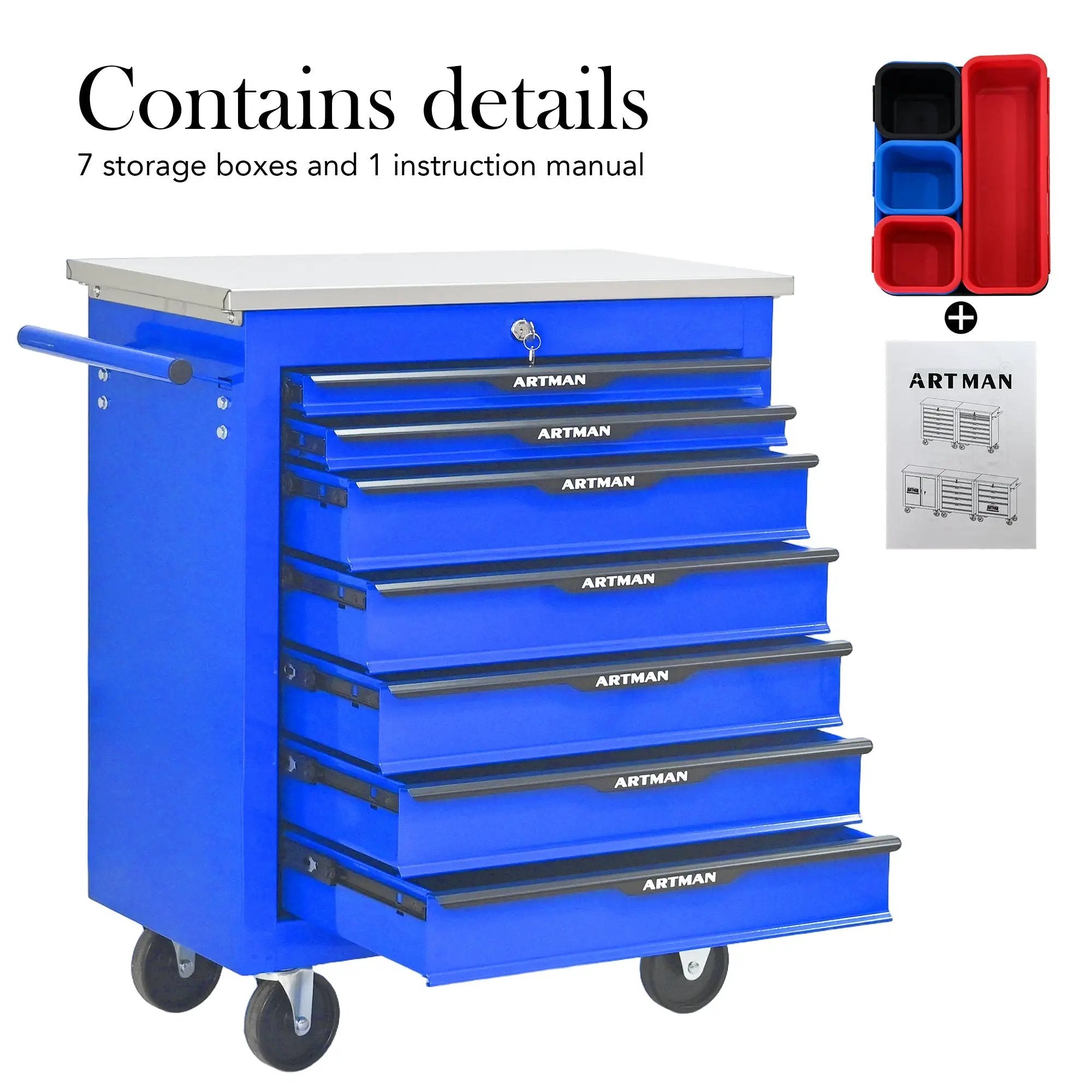 7 Drawers Multifunctional Tool Cart with Wheels by HouseOfZazla