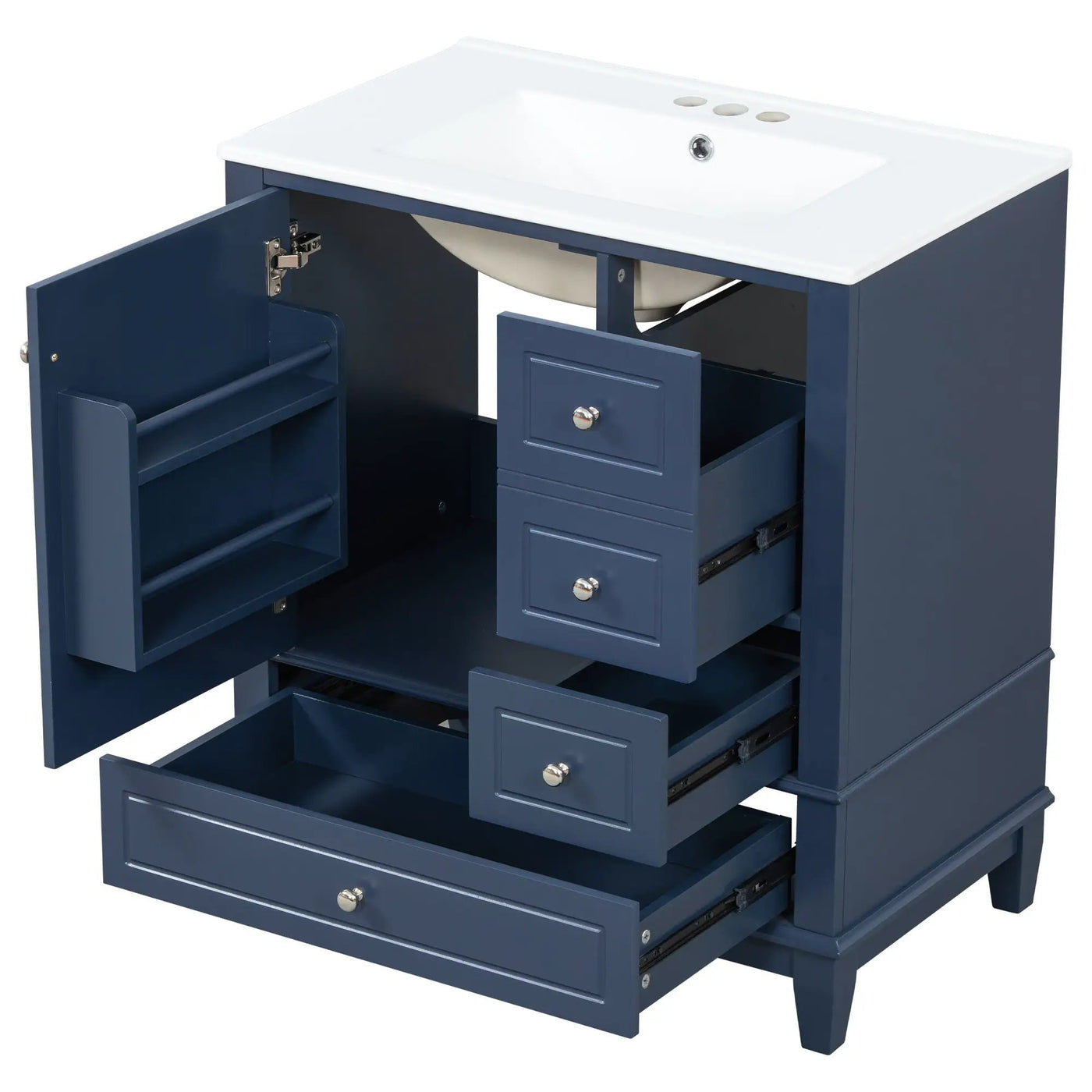 Freestanding Bathroom Vanity With Sink, Soft Close Door, 3 Drawers by HouseOfZazla