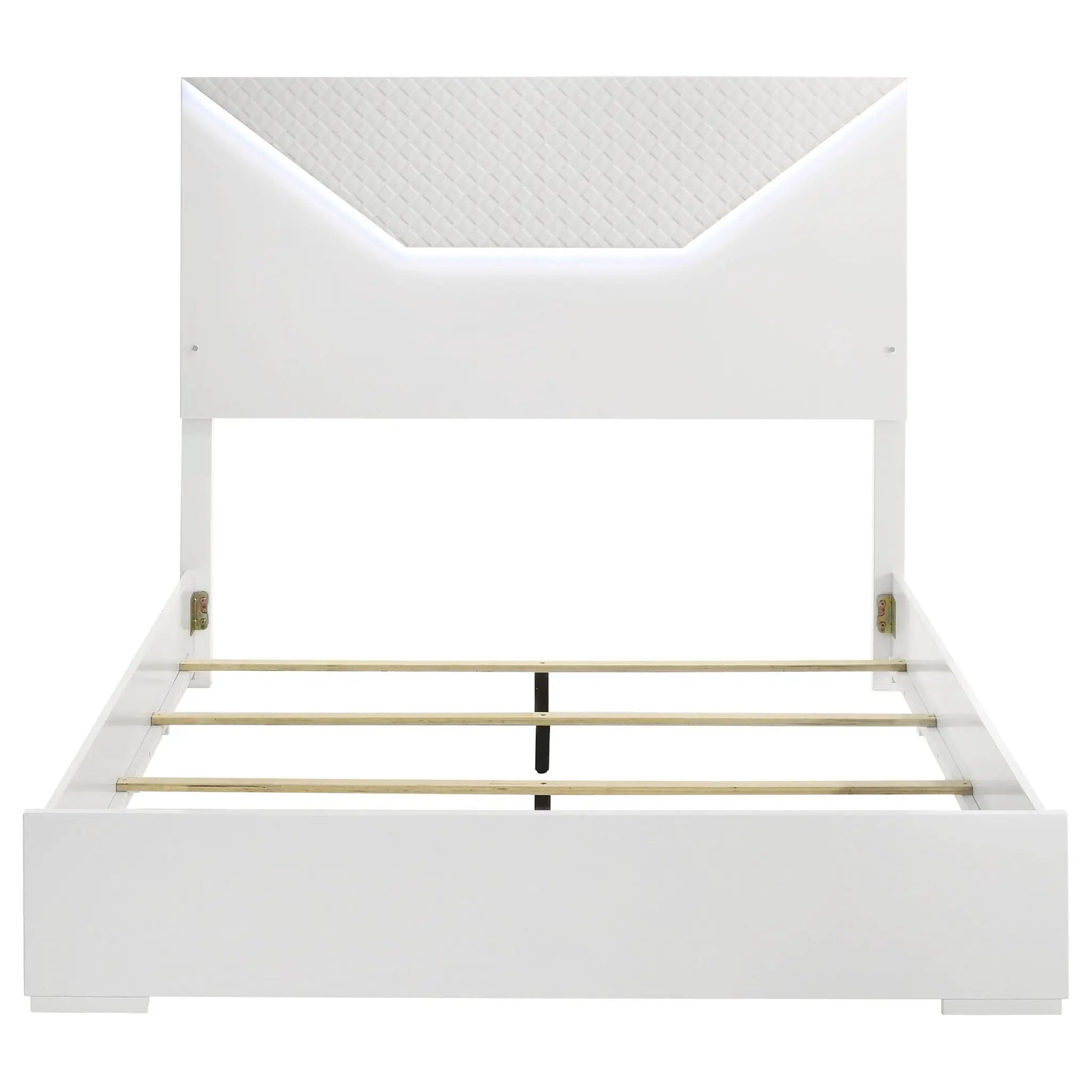 Ives Queen Panel Bed LED Headboard White High Gloss by Unique Piece Furniture