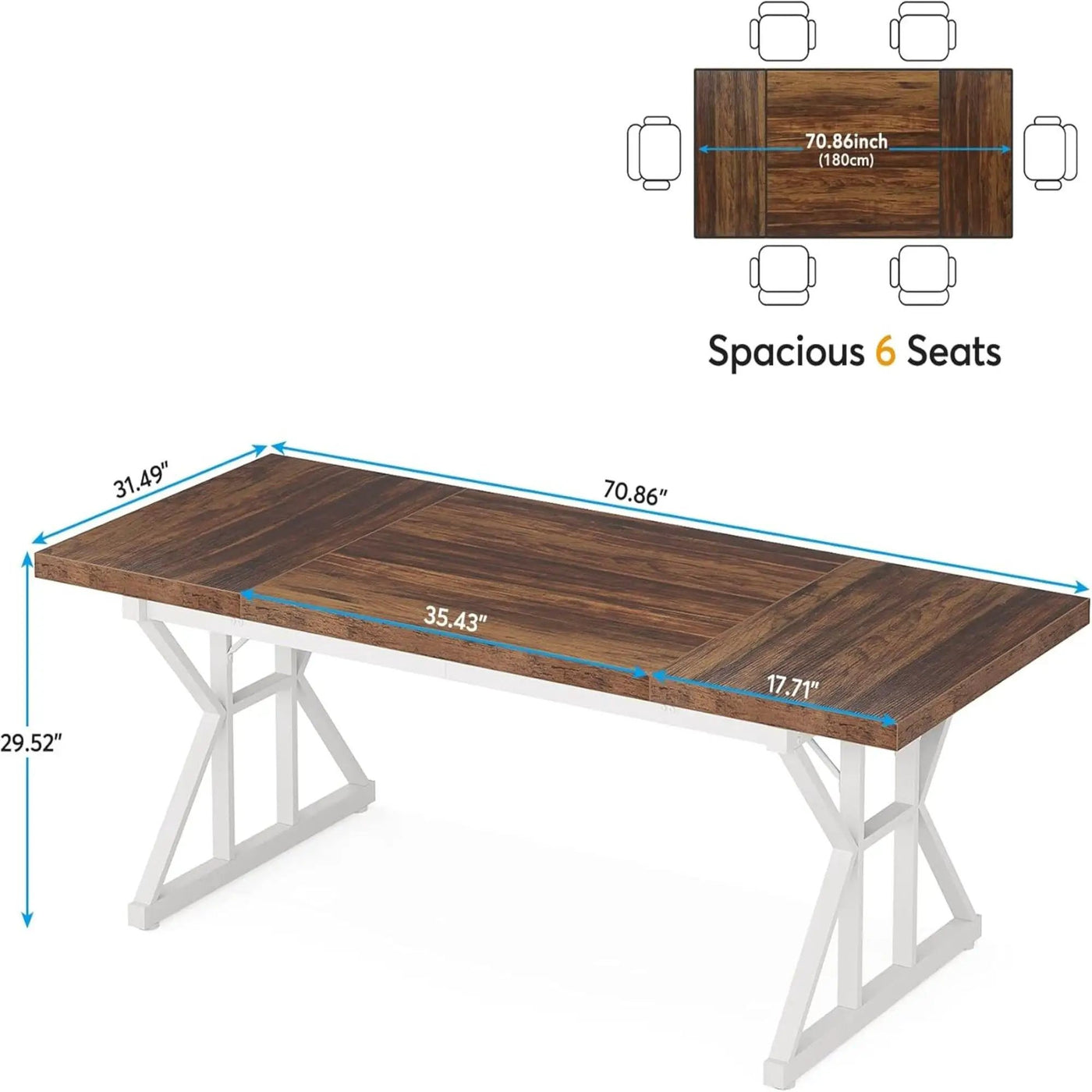 Rectangular Dining Table With X Trestle Metal Legs by HouseOfZazla