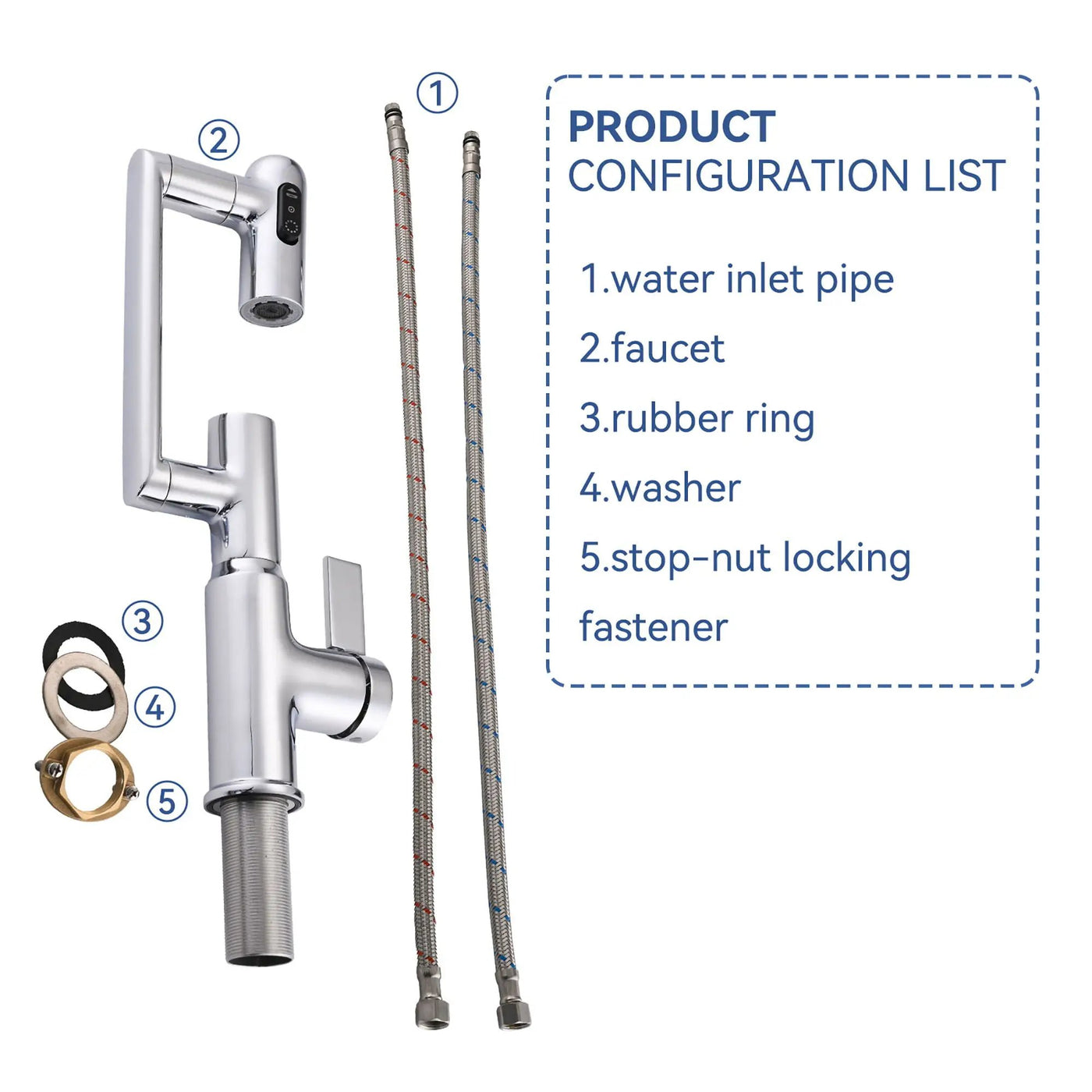 Bathroom Sink Faucet With Spray Function And Temperature Display, Anti Skid Switch, 360 Degree Rotary by HouseOfZazla