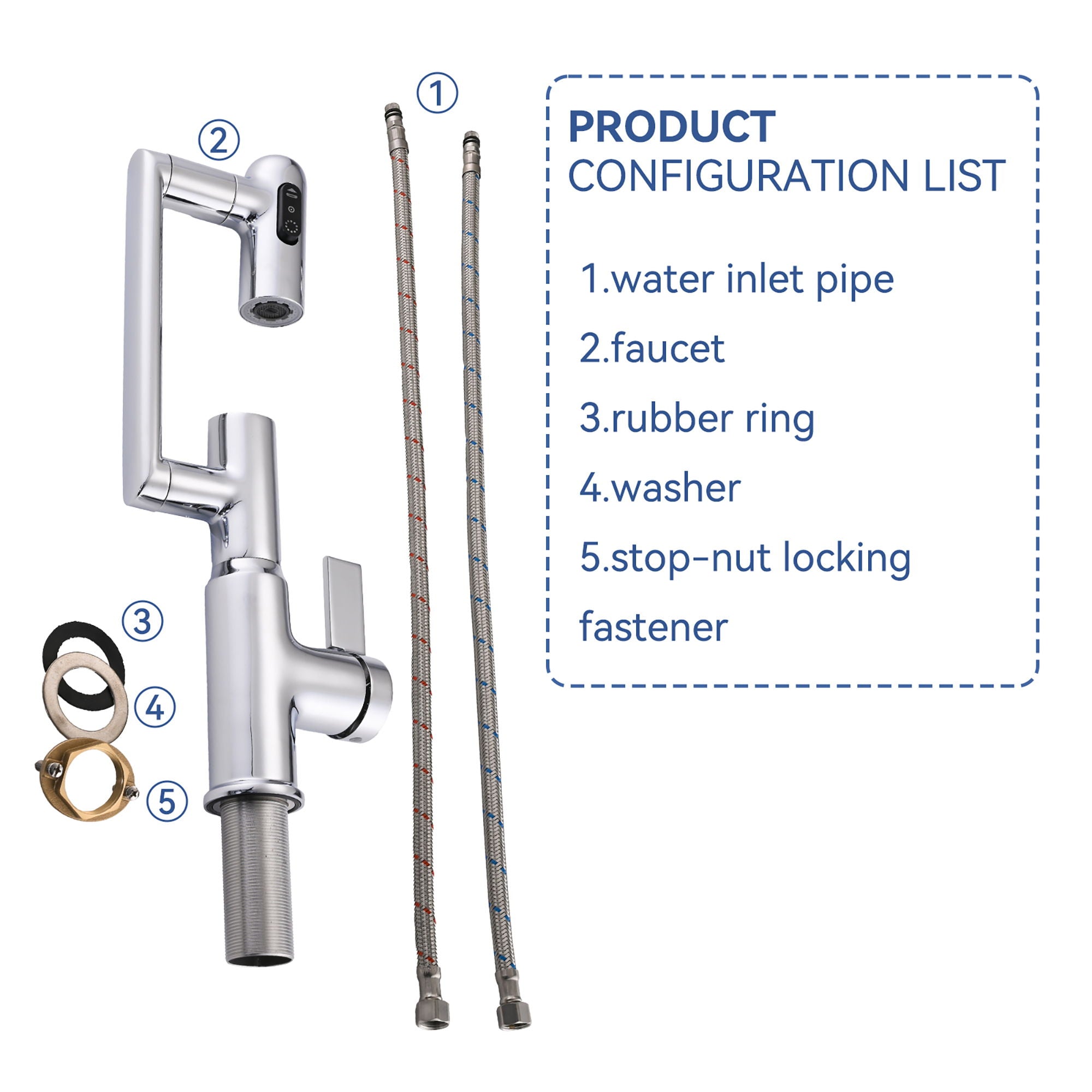 Bathroom Sink Faucet With Spray Function And Temperature Display, Anti Skid Switch, 360 Degree Rotary by HouseOfZazla