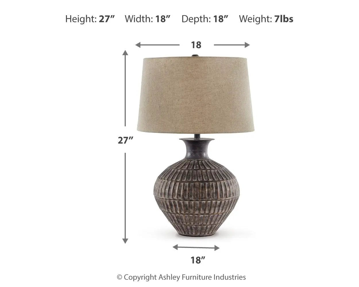 Magan - Metal Table Lamp - Antique Bronze Finish by Unique Piece Furniture