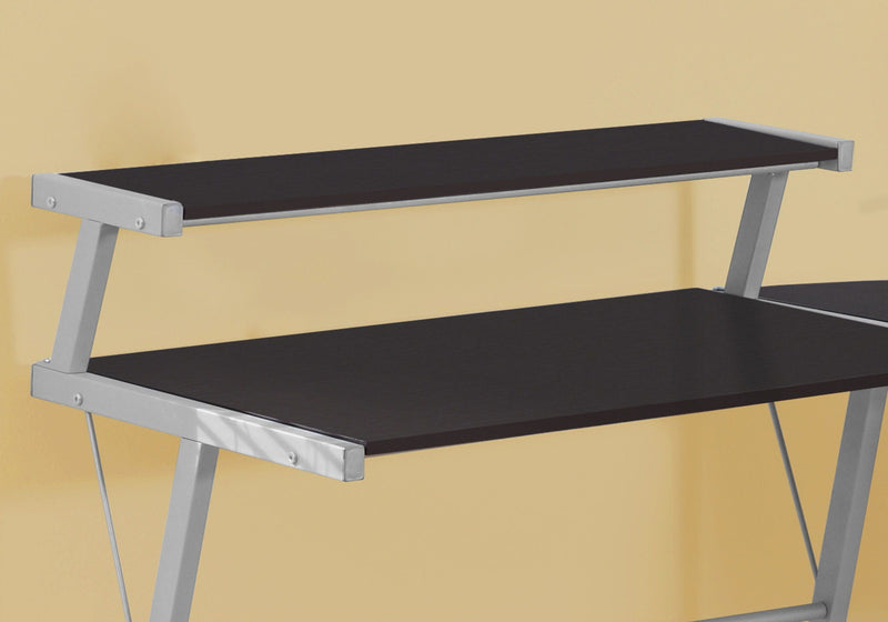 L-Shaped Corner Computer Desk with Fixed Shelf - Dark Brown, photo 4 of 4