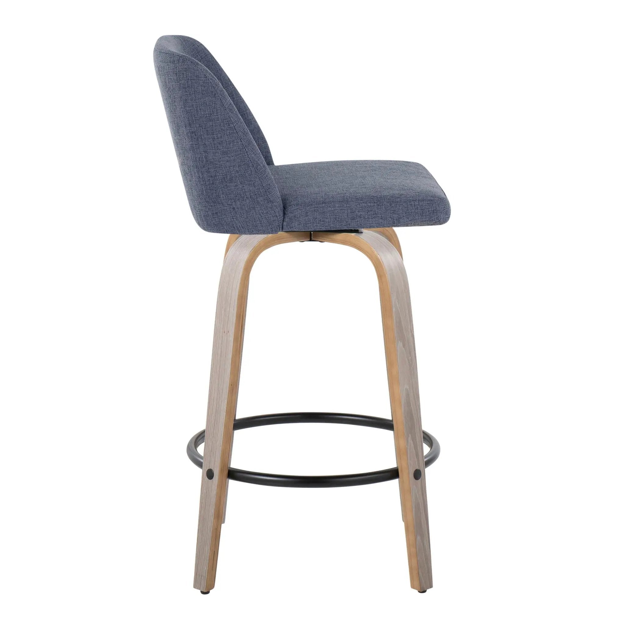 Toriano - Contemporary Fixed Height Counter Stool With Swivel & Round Footrest (Set of 2) by Unique Piece Furniture