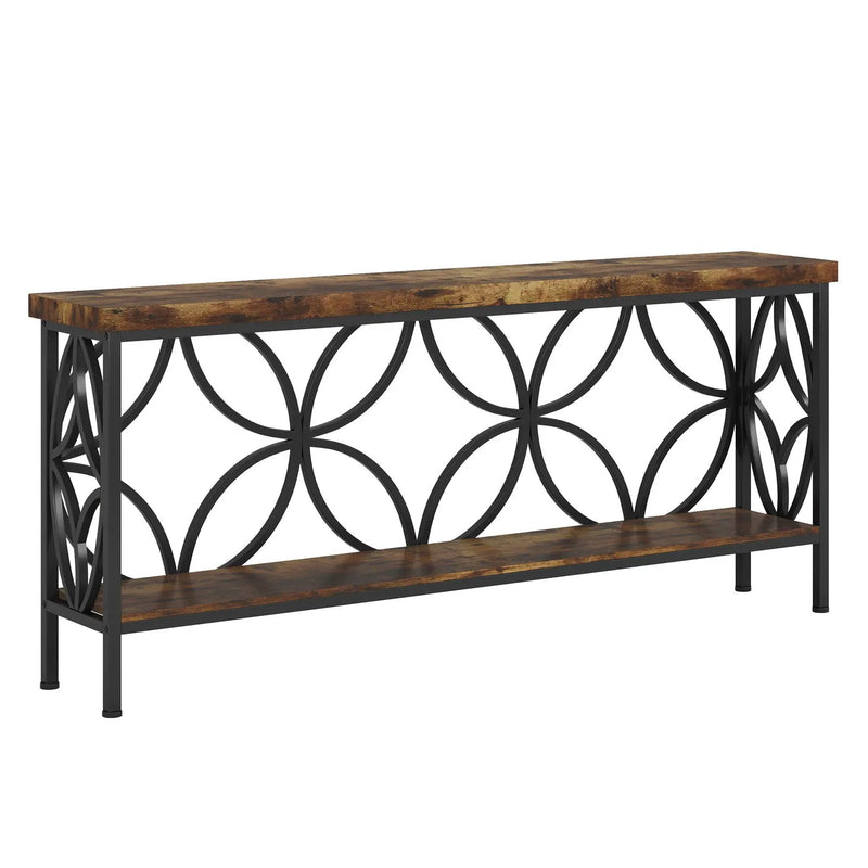Extra Long Console Table With Open Storage Shelves