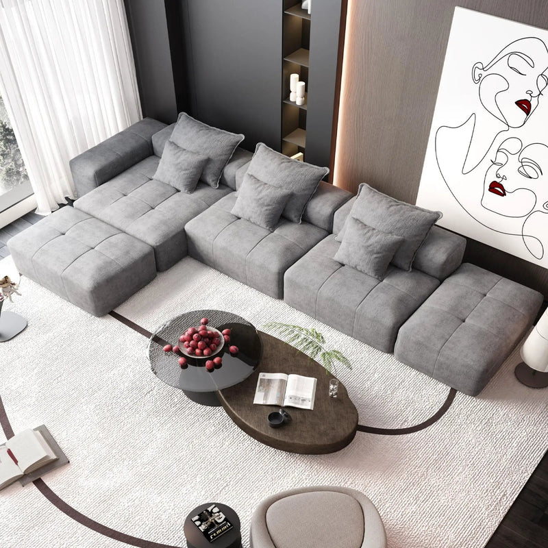 Modern Oversized DIY Combination Modular Sectional Sofa With Pillows by HouseOfZazla