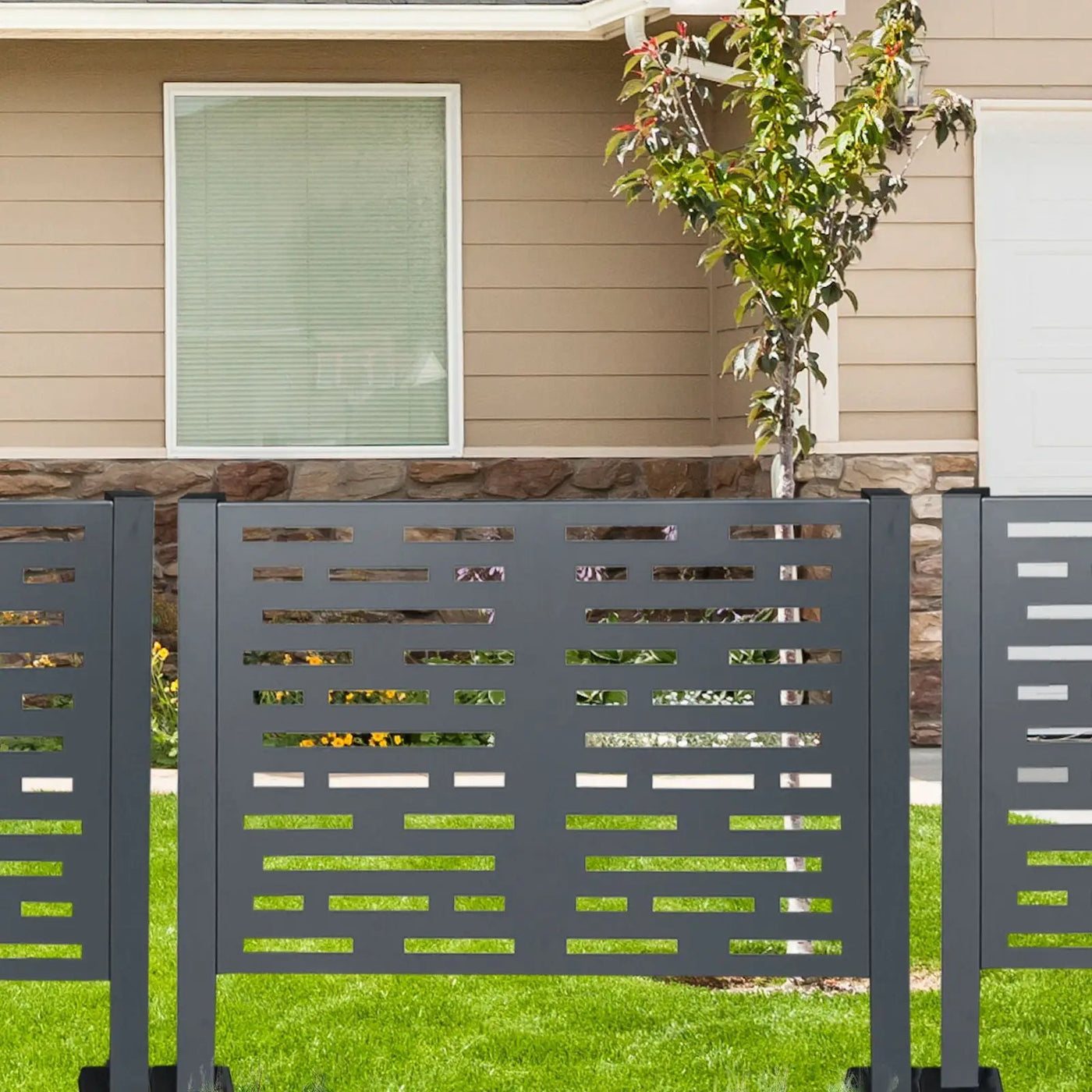 Air Conditioner Fence For Outdoor Units, Metal Privacy Fence Cover, Perfect To Conceal Air Conditioning Units, 3 Fence Panel by HouseOfZazla