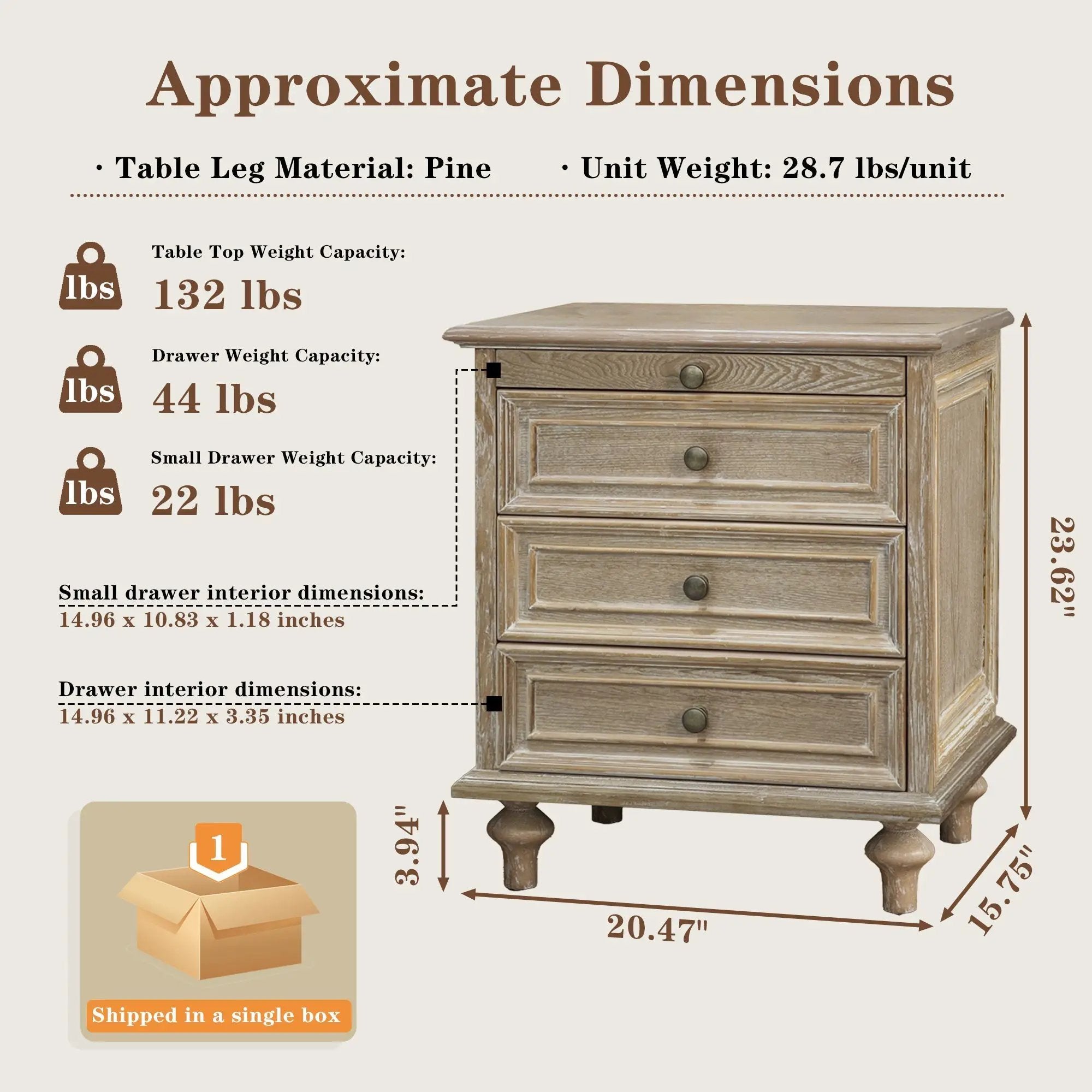 Farmhouse Nightstands with 4 Drawers and Pull-Out Shelf by HouseOfZazla