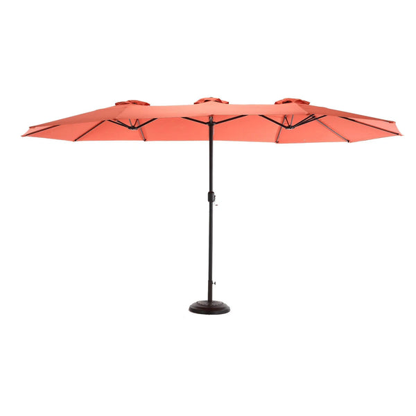14.8 Ft Double Sided Outdoor Umbrella Rectangular Large with Crank (Orange) (No Base)