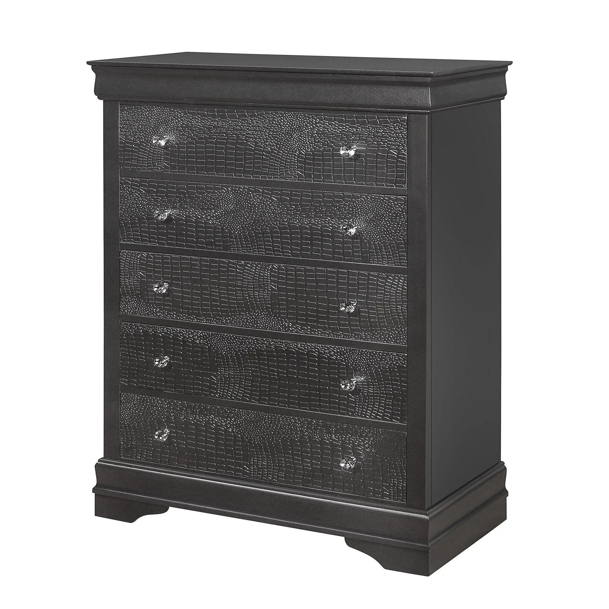 Shaker - 5 Pieces Bedroom Set With Crystal Inspired Tufted Headboard And LED Lighting by Unique Piece Furniture