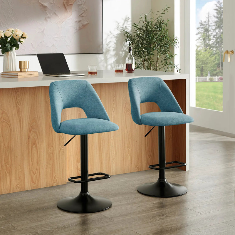 Nuvia Contemporary Adjustable Barstool with Upholstered Swivel Seats, Set of 2 by HouseOfZazla