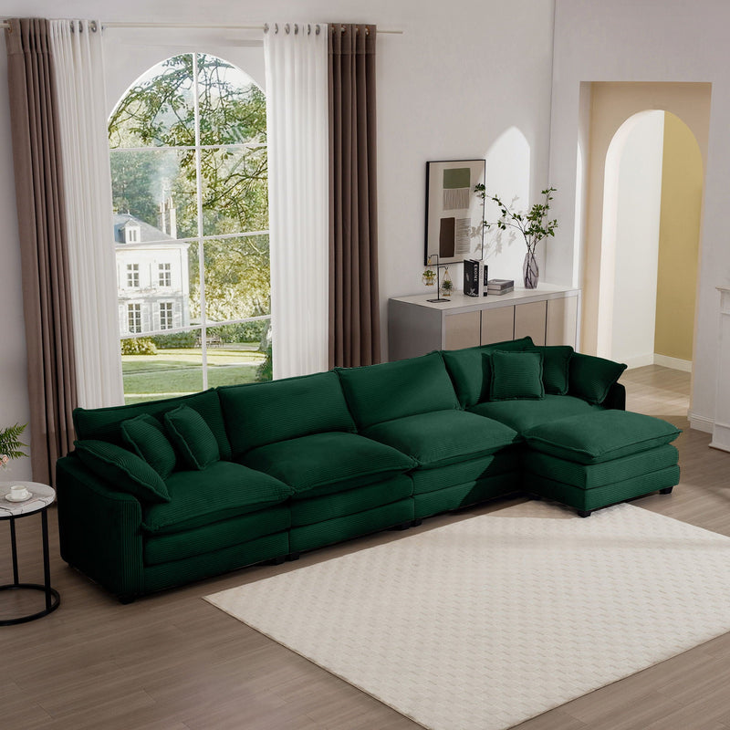 Modern Oversized Modular Cushion Sofa With Ottoman, Low Back, Deep Seating Sofa Set by Unique Piece Furniture
