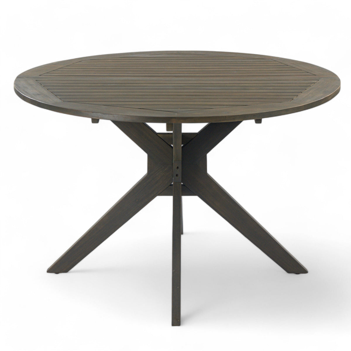 Stanford Outdoor Round Acacia Wood Dining Table with X Base, photo 6 of 10