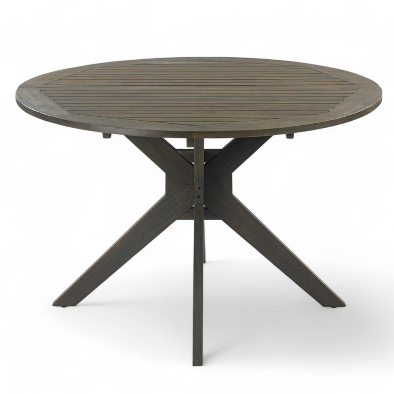 Stanford Outdoor Round Acacia Wood Dining Table with X Base, photo 6 of 10