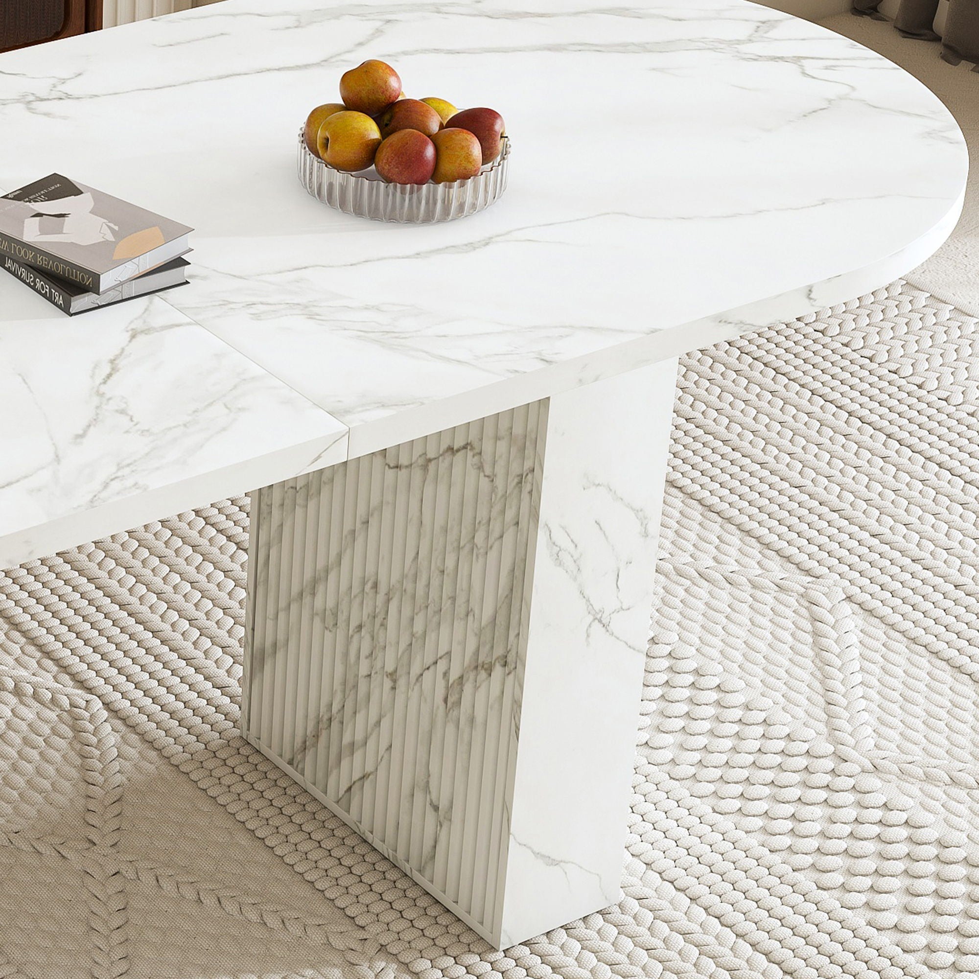 Oval Dining Table With Wood Strip Base by HouseOfZazla