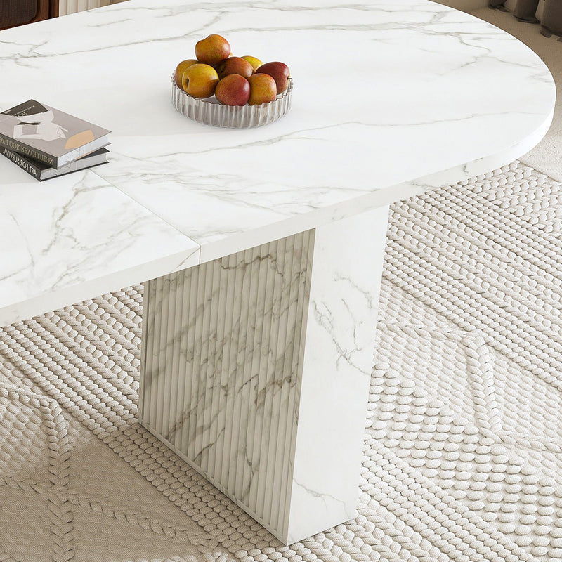 Oval Dining Table With Wood Strip Base by HouseOfZazla
