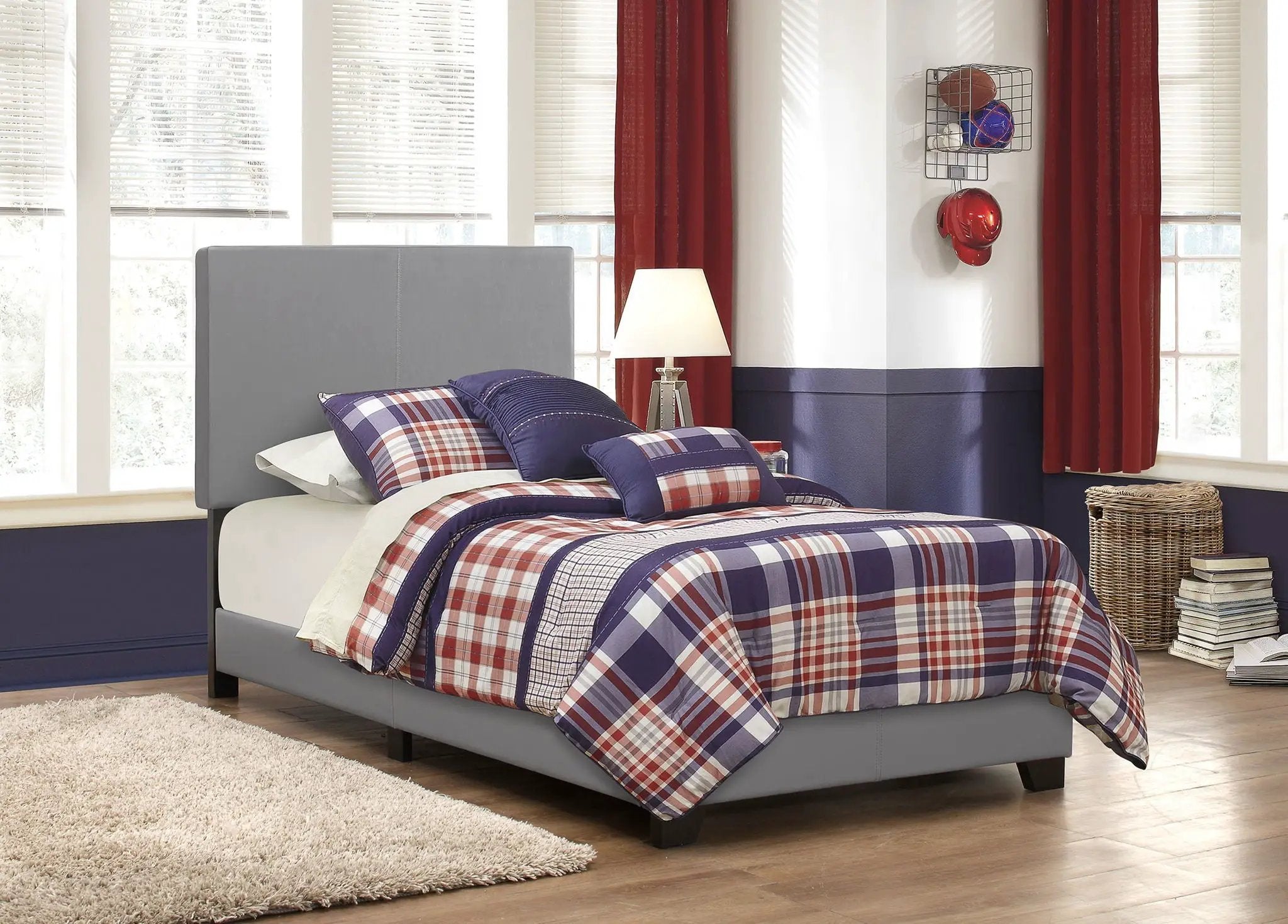 Dorian Faux Leather Upholstered Twin Panel Bed Grey by Unique Piece Furniture
