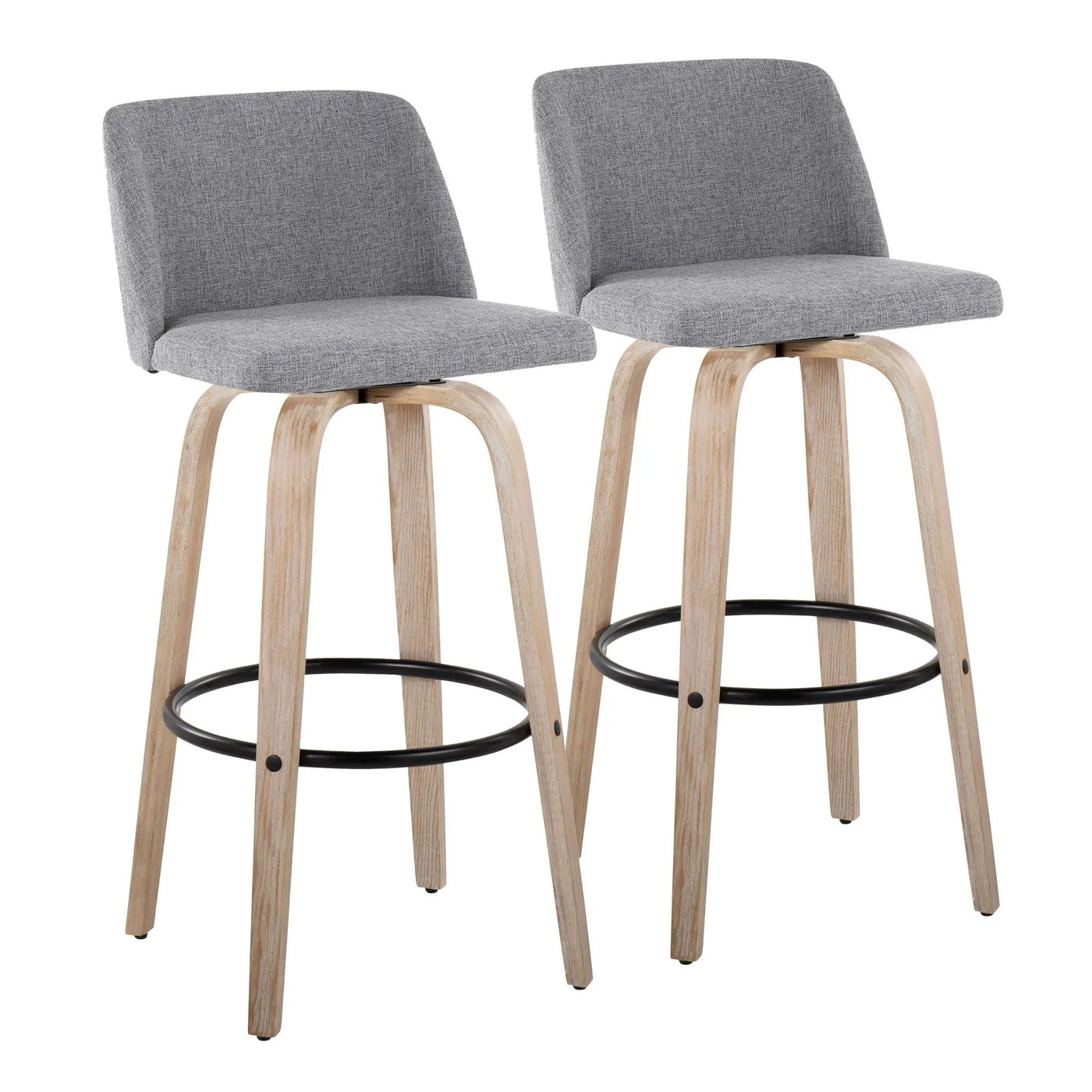 Toriano - Mid-Century Modern Fixed Height BarStool With Round Footrest (Set of 2) by HouseOfZazla