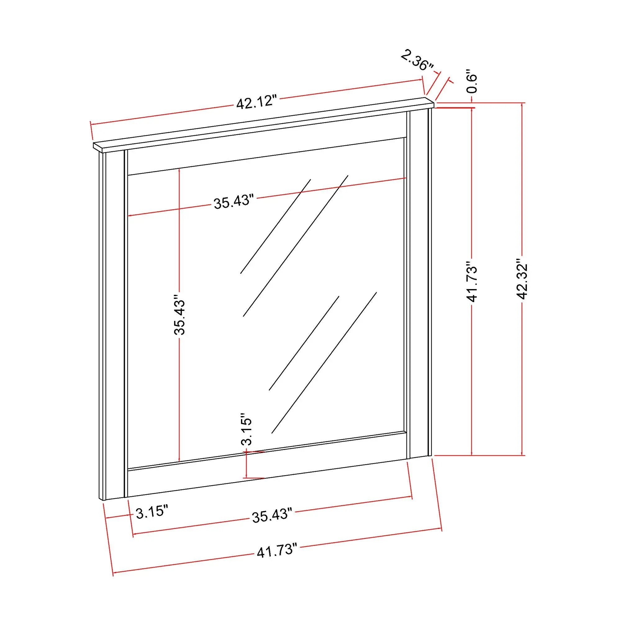 Lorenzo - Large Scale Mirror With Sleek Frame And Glittered Detailing - Silver by Unique Piece Furniture