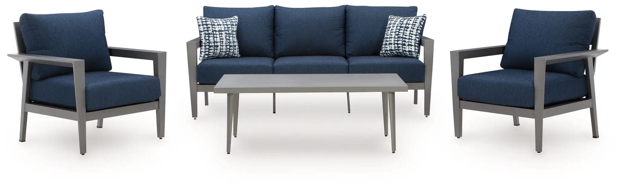 Gali - Sofa / Chairs / Table Set (Set of 4) - Gray / Blue by Unique Piece Furniture
