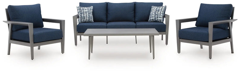 Gali - Sofa / Chairs / Table Set (Set of 4) - Gray / Blue by Unique Piece Furniture
