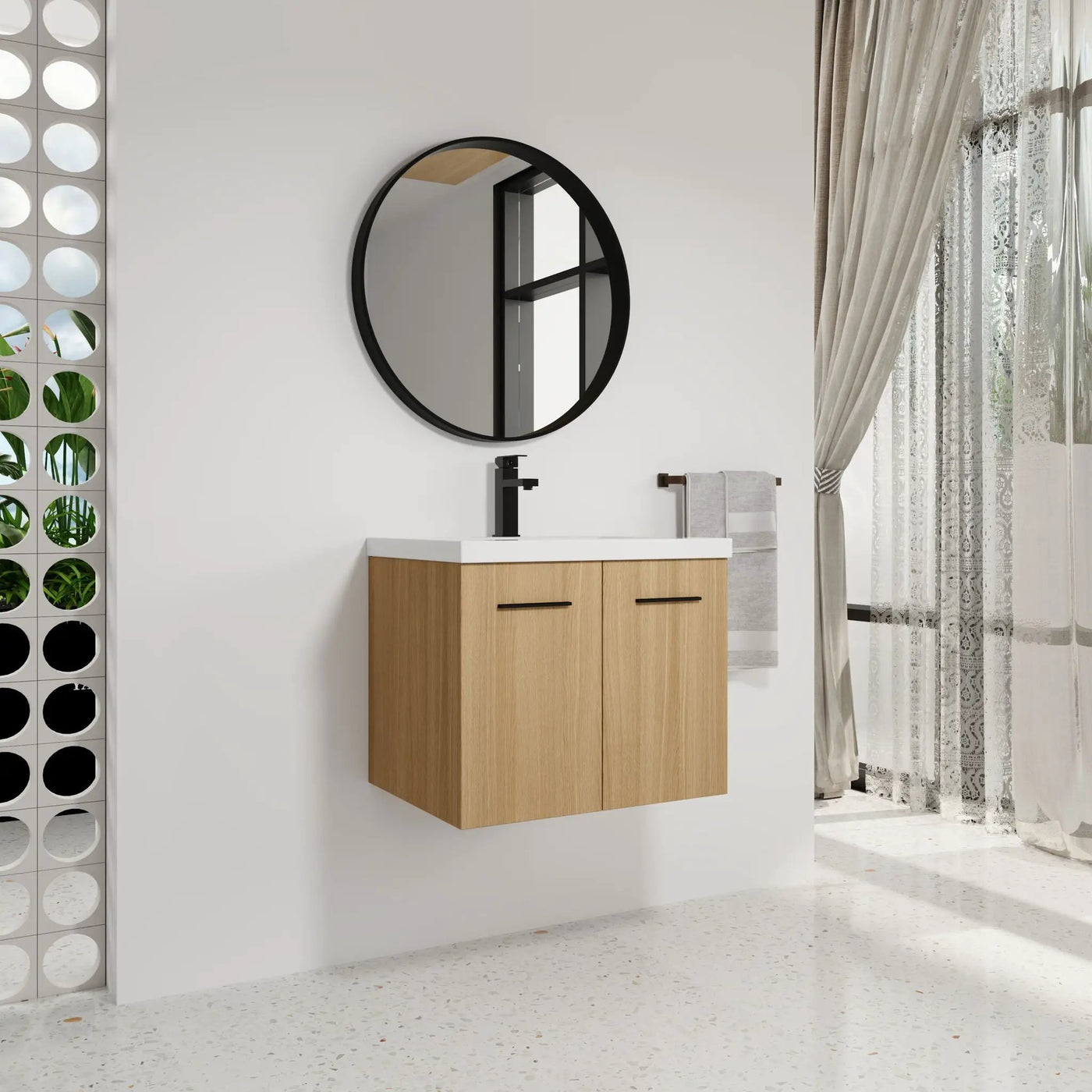 Floating Bathroom Vanity With Sink, Wall Mounted Double Door Storage by HouseOfZazla