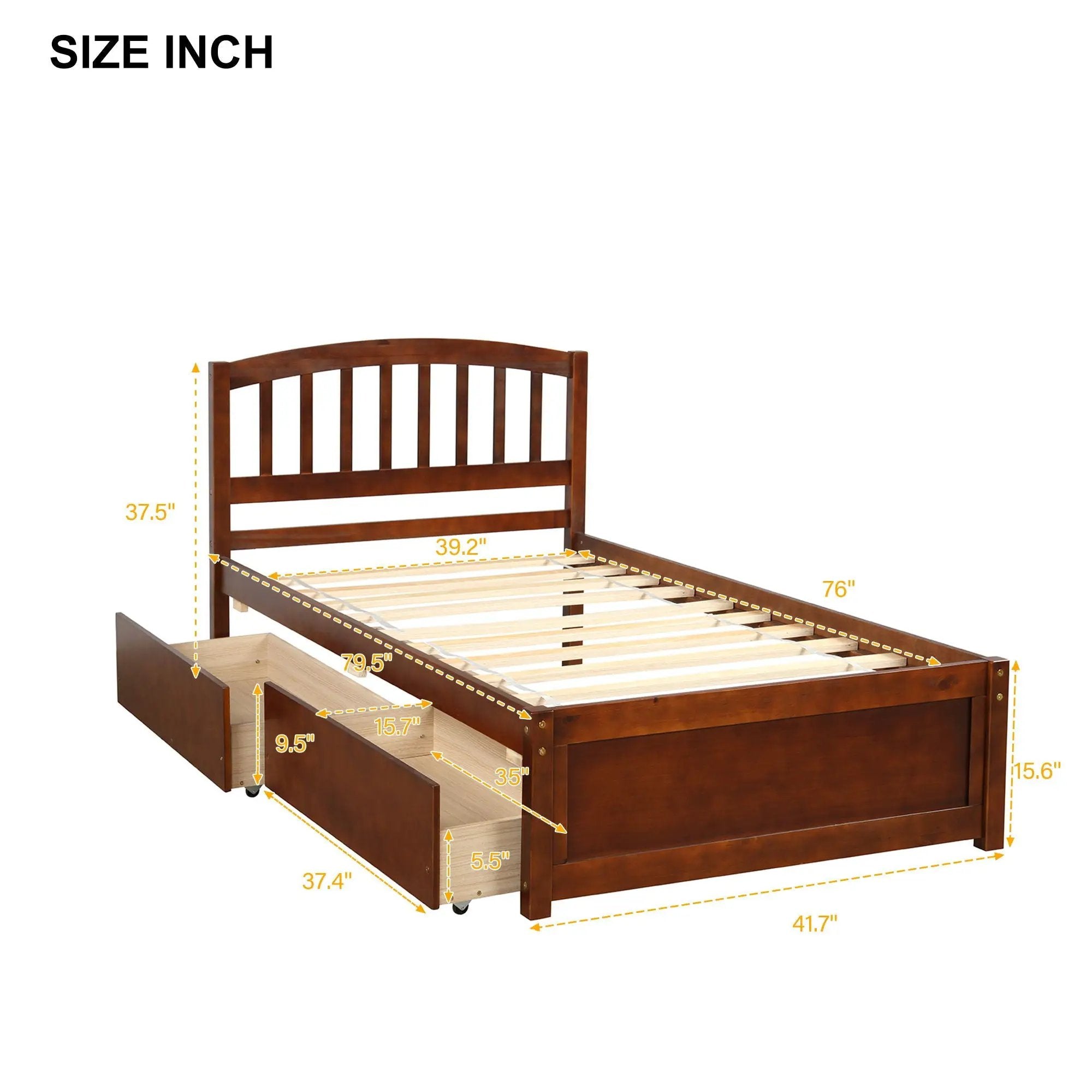 Platform Storage Bed Wood Bed Frame With Two Drawers And Headboard by HouseOfZazla